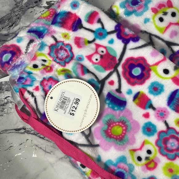 NWT small soft plush owl print pajama pants - Picture 2 of 3